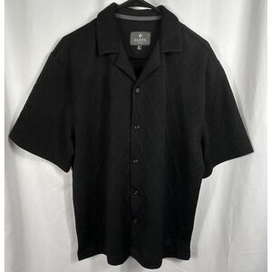 Saints Studio Men's Size Large Black Short Sleeve Geometric Button-Up Shirt
